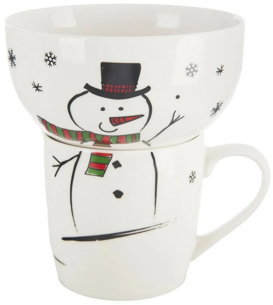 Orion Porcelánový hrnek s miskou Sněhulák, 0,35 l