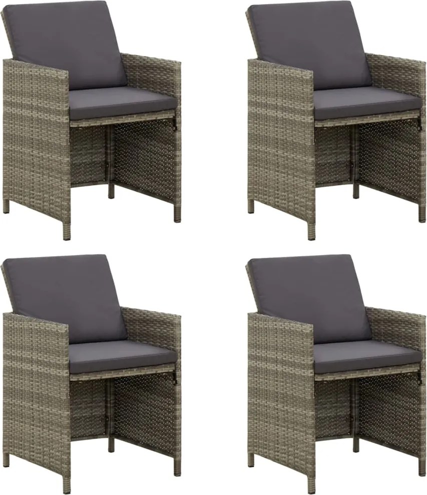 vidaXL 4 db szürke polyrattan kerti szék párnával