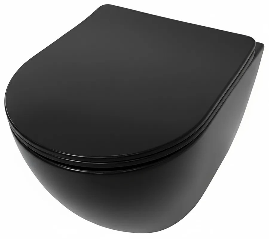 Delano fali rimless WC soft-close ülőkével fekete