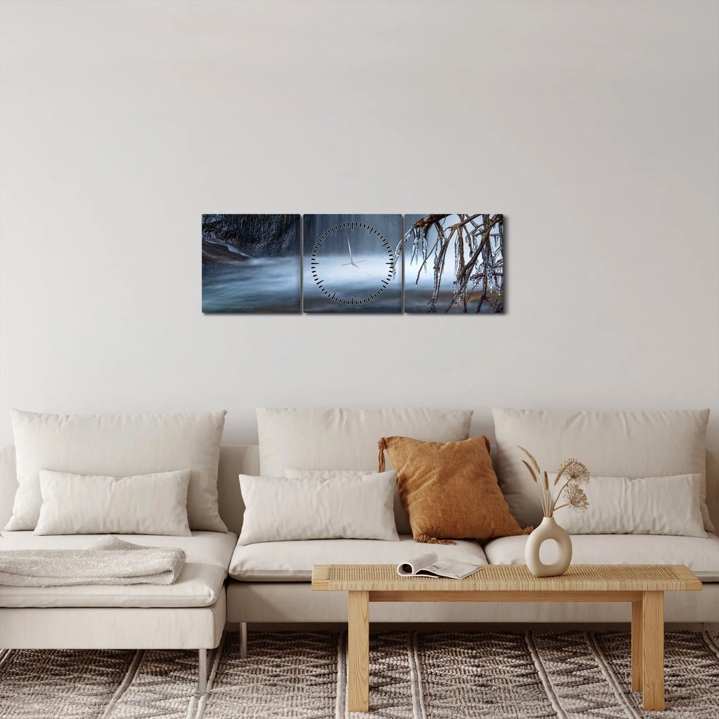 Egy téli lagúna képe (órával) (90x30 cm)