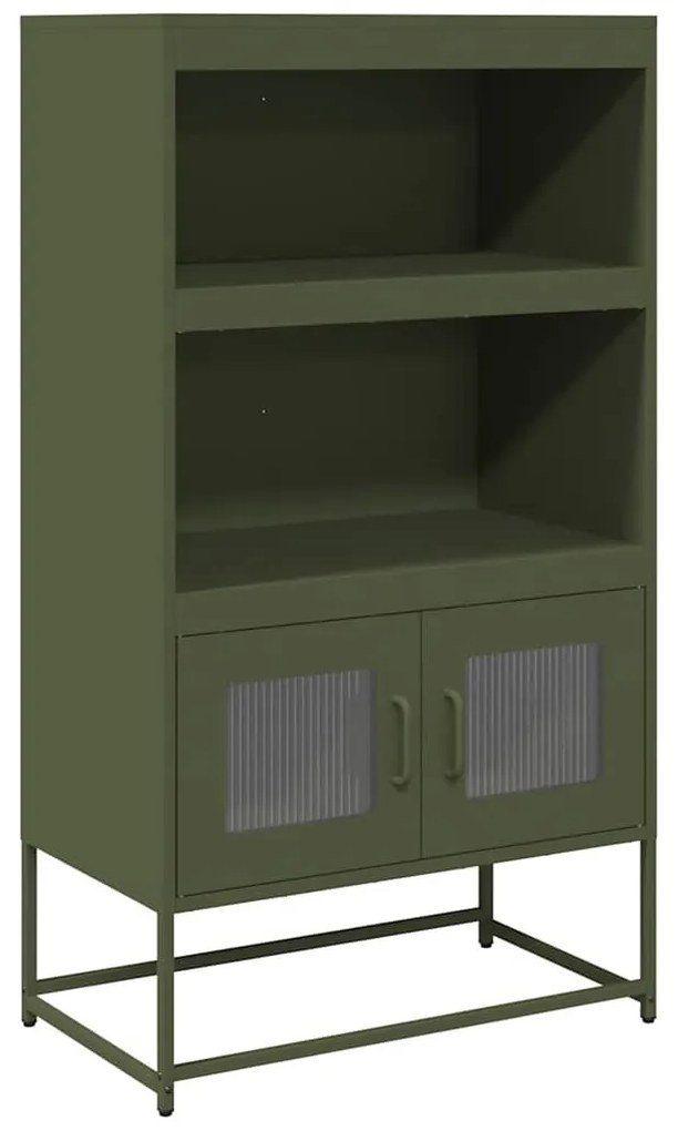 Highboard olívazöld 68x39x123 cm Acél