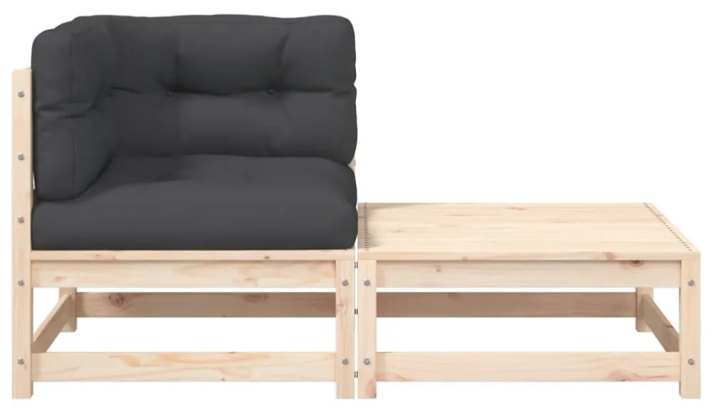 kerti sarokkanapé párnákkal és lábtartóval