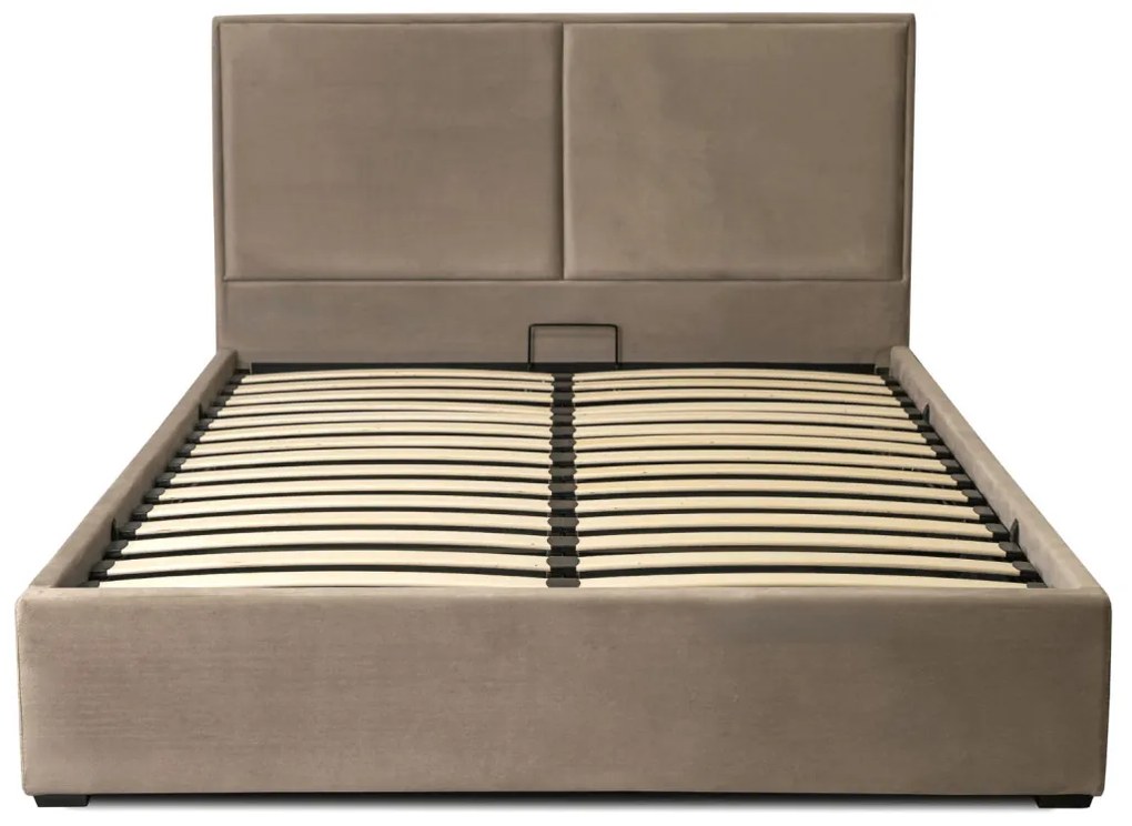 Bézs Bársony Ágyneműtartós Franciaágy. 140x200 DUO