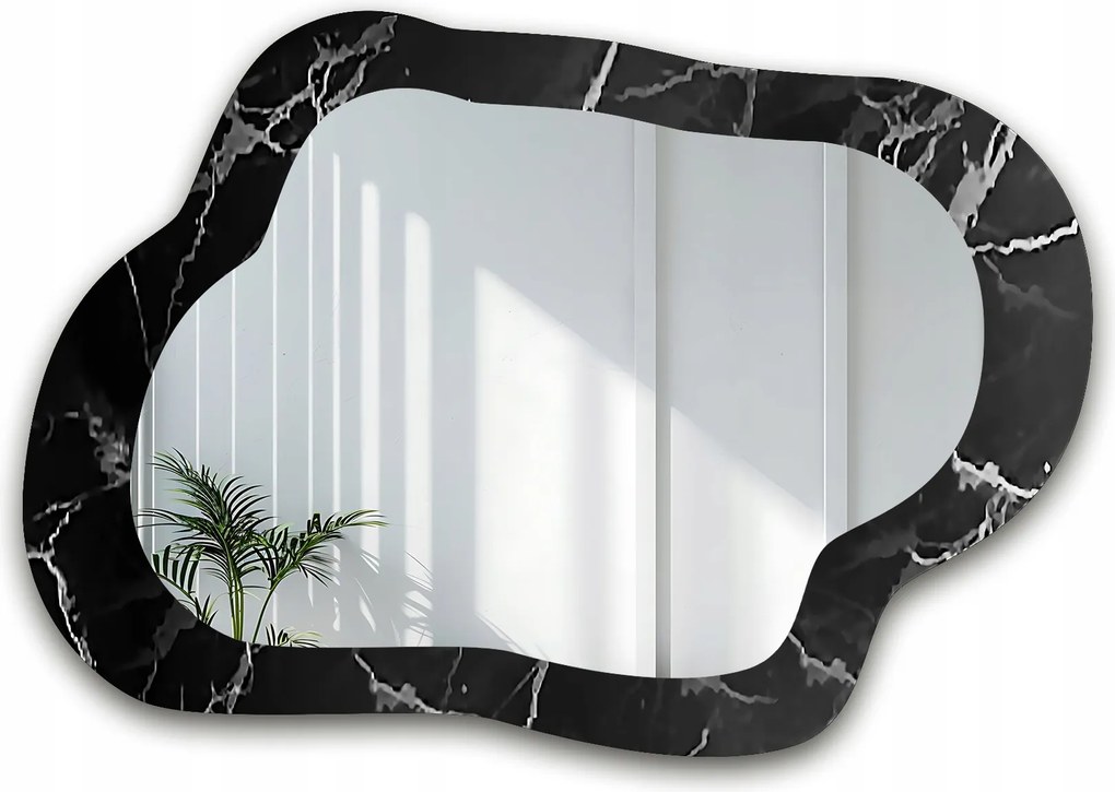 Marble Griso szabálytalan tükör fekete-ezüst márvány 80x56