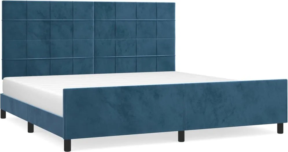 vidaXL sötétkék bársony ágykeret matrac nélkül 200x200 cm