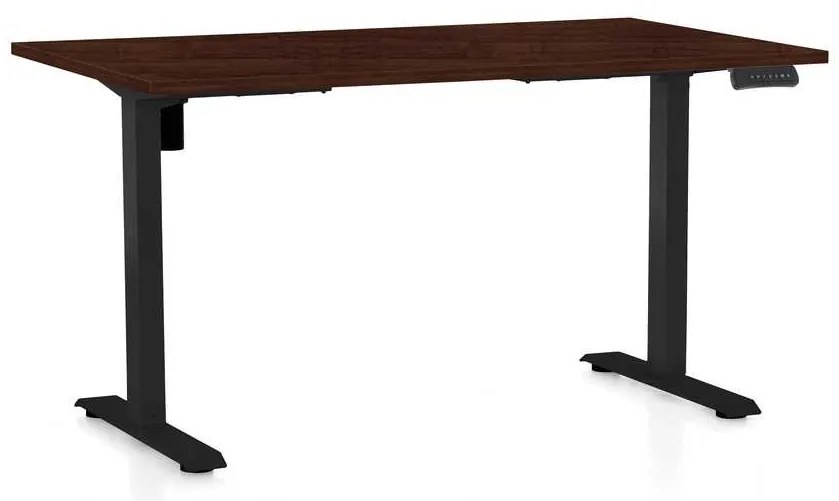 OfficeTech B állítható magasságú asztal, 120 x 80 cm, fekete alap, wenge