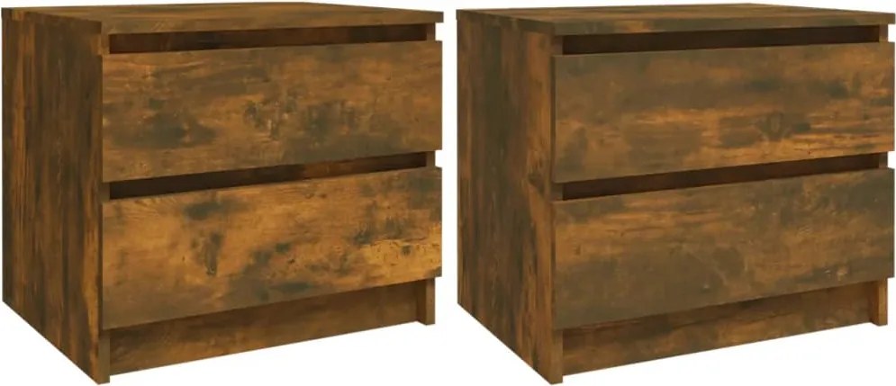 vidaXL 2 db füstös tölgyszínű szerelt fa éjjeliszekrény 50x39x43,5 cm