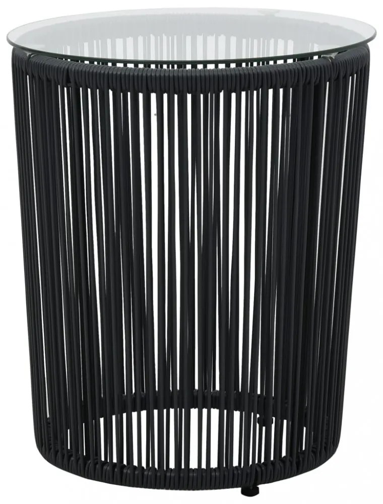 3 darabos fekete PE rattan bisztrószett párnával