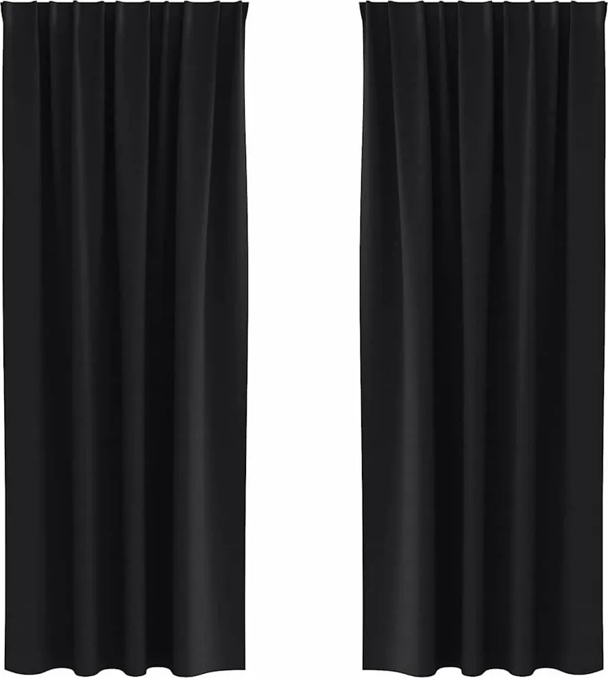 vidaXL Fekete Függöny Gyűrűkkel 2 pcs Fekete 225 x 140 cm Poliészter