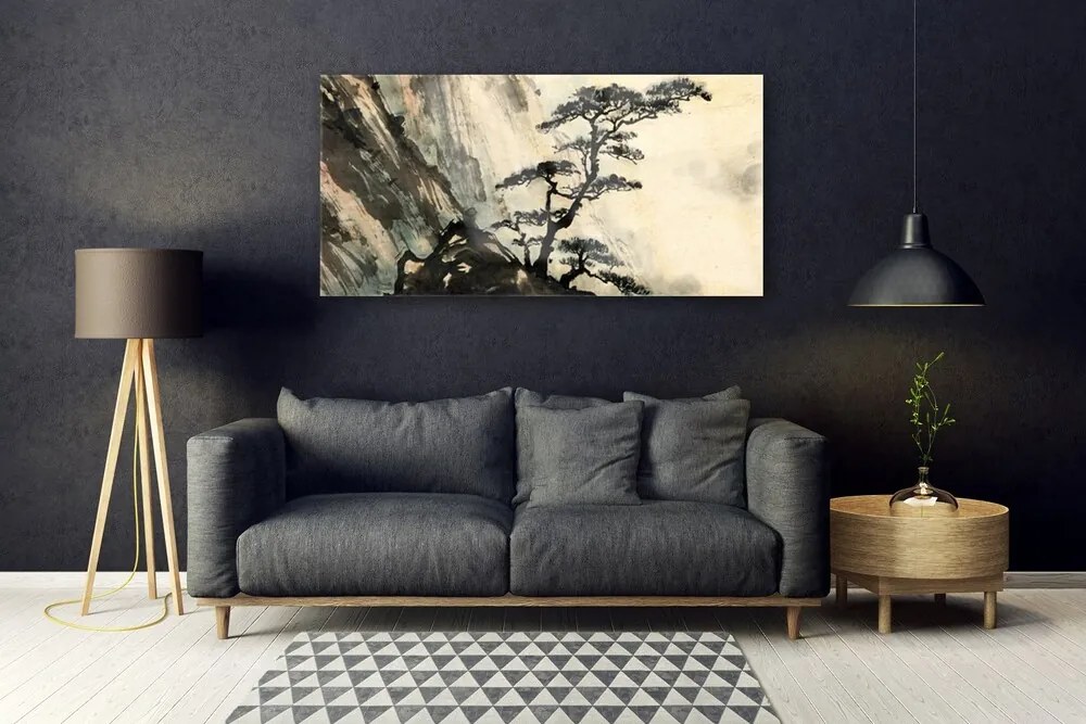 Fali üvegkép Festett fa Art 120x60cm