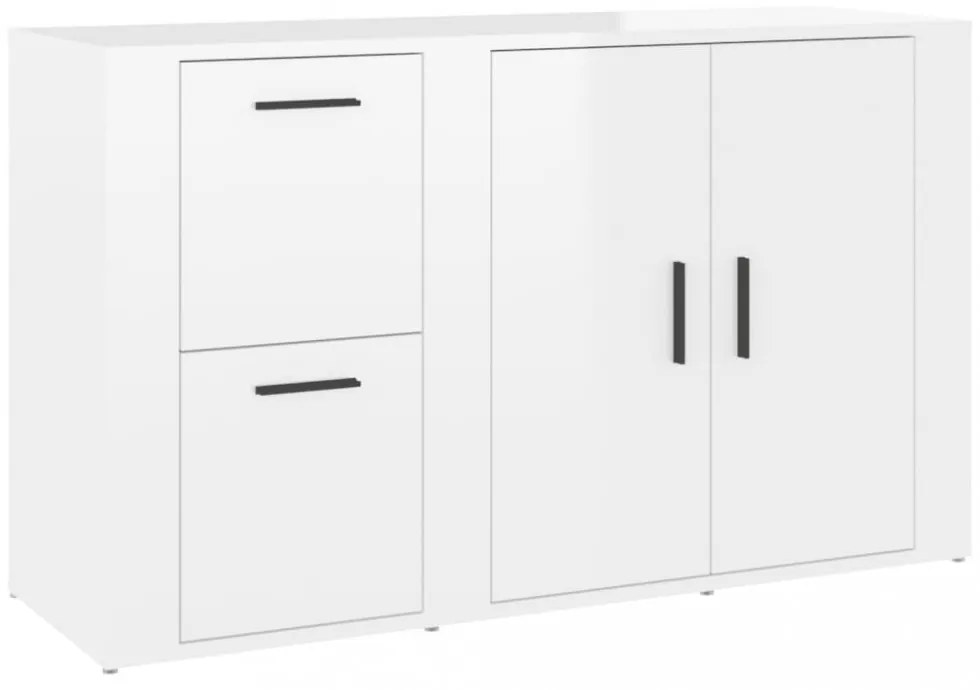 magasfényű fehér szerelt fa tálalószekrény 100 x 33 x 59,5 cm