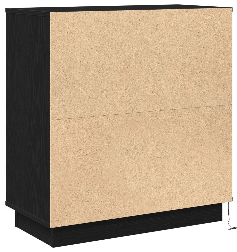Éjjeli szekrény LED fénnyel Fekete tölgy 71x34,5x75 cm Feltárt fa