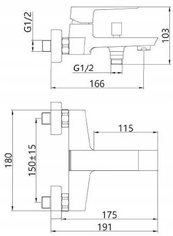 Invena Paros, falra szerelhető kádcsaptelep, króm, BW-09-001-A