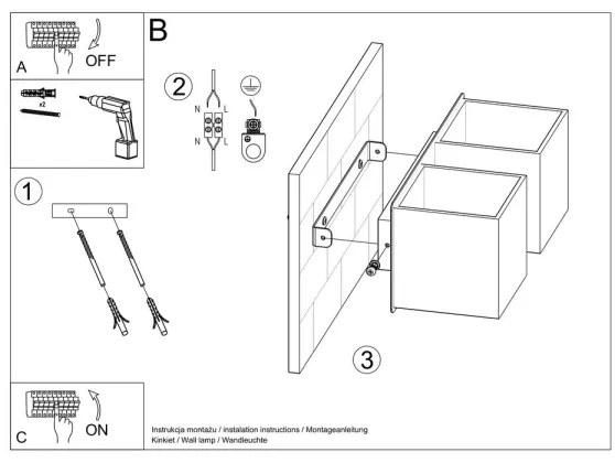 Sollux SL.0657 - QUAD fali lámpa 2xG9/40W/230V fekete