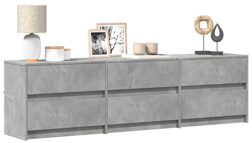 betonszürke szerelt fa TV-szekrény LED-ekkel 180 x 34 x 50 cm