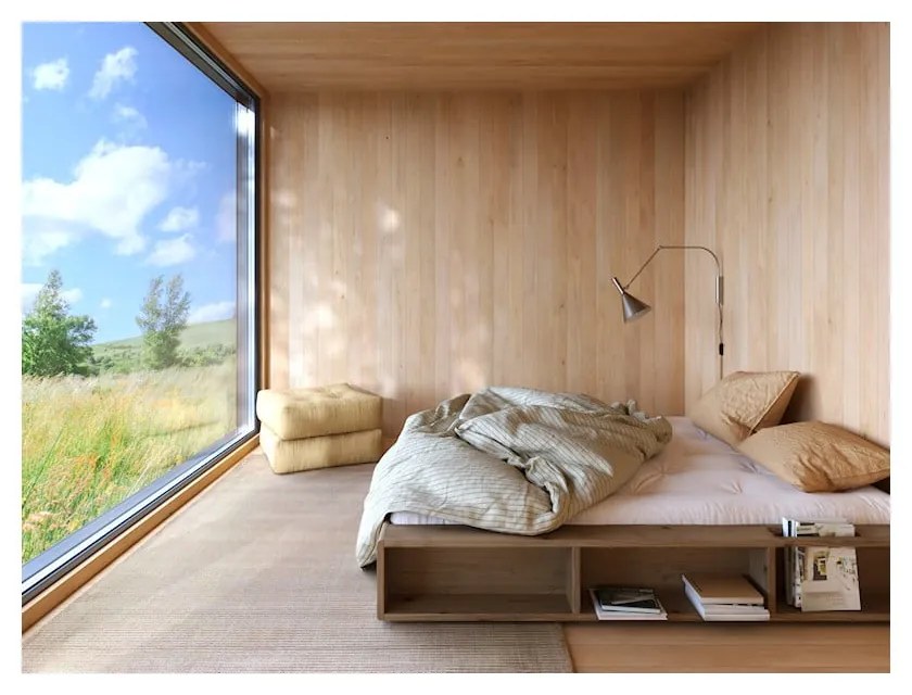 Barna borovi fenyő franciaágy ágyráccsal 180x200 cm Ziggy – Karup Design