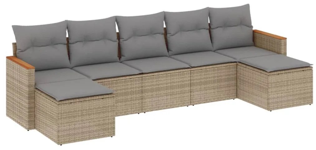 7 részes vegyes bézs polyrattan kerti ülőgarnitúra párnákkal