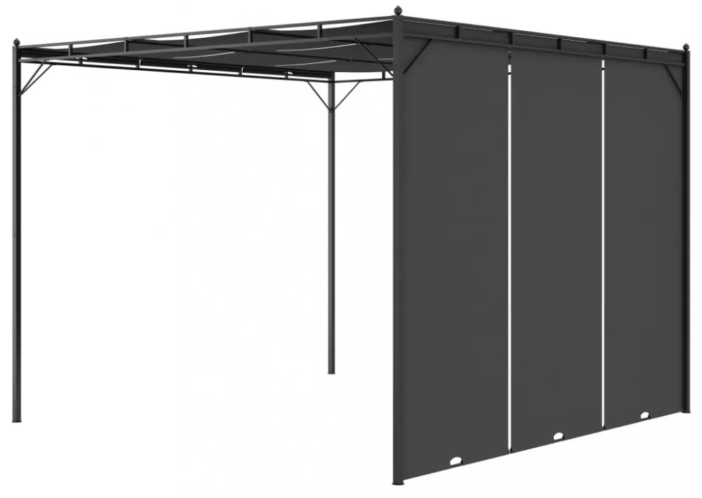 vidaXL antracitszürke kerti pavilon oldalfüggönnyel 3 x 3 x 2,25 m