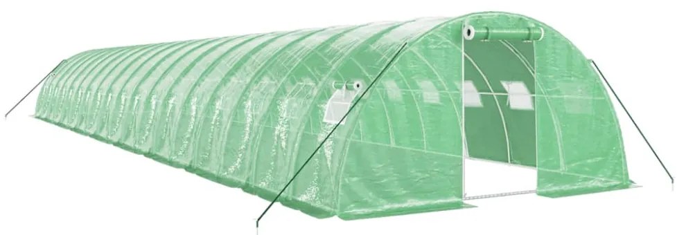 zöld acélvázas melegház 72 m² 18 x 4 x 2 m
