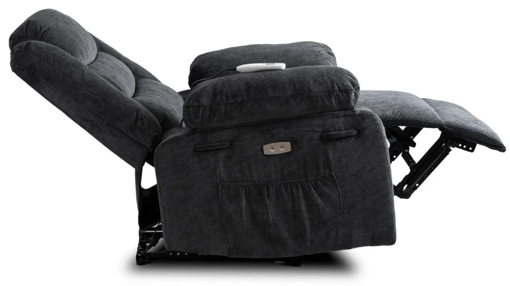 Elektromosan Vezérelhető Masszázsfunkciós Relaxfotel Fekete Színben. JASPER