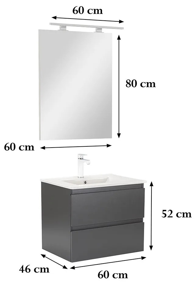 Vario Forte 60 komplett fürdőszoba bútor antracit-antracit