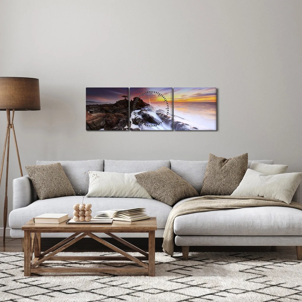 Hegy a ködben képe (órával) (90x30 cm)