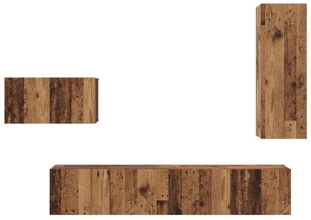 TV szekrény garnitúra 4 pcs Régi fa 30.5 x 30 x 90 cm Faanyag
