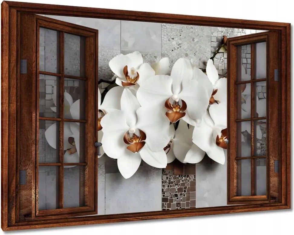 Festmények 120x80 Fehér orchideák és mozaik