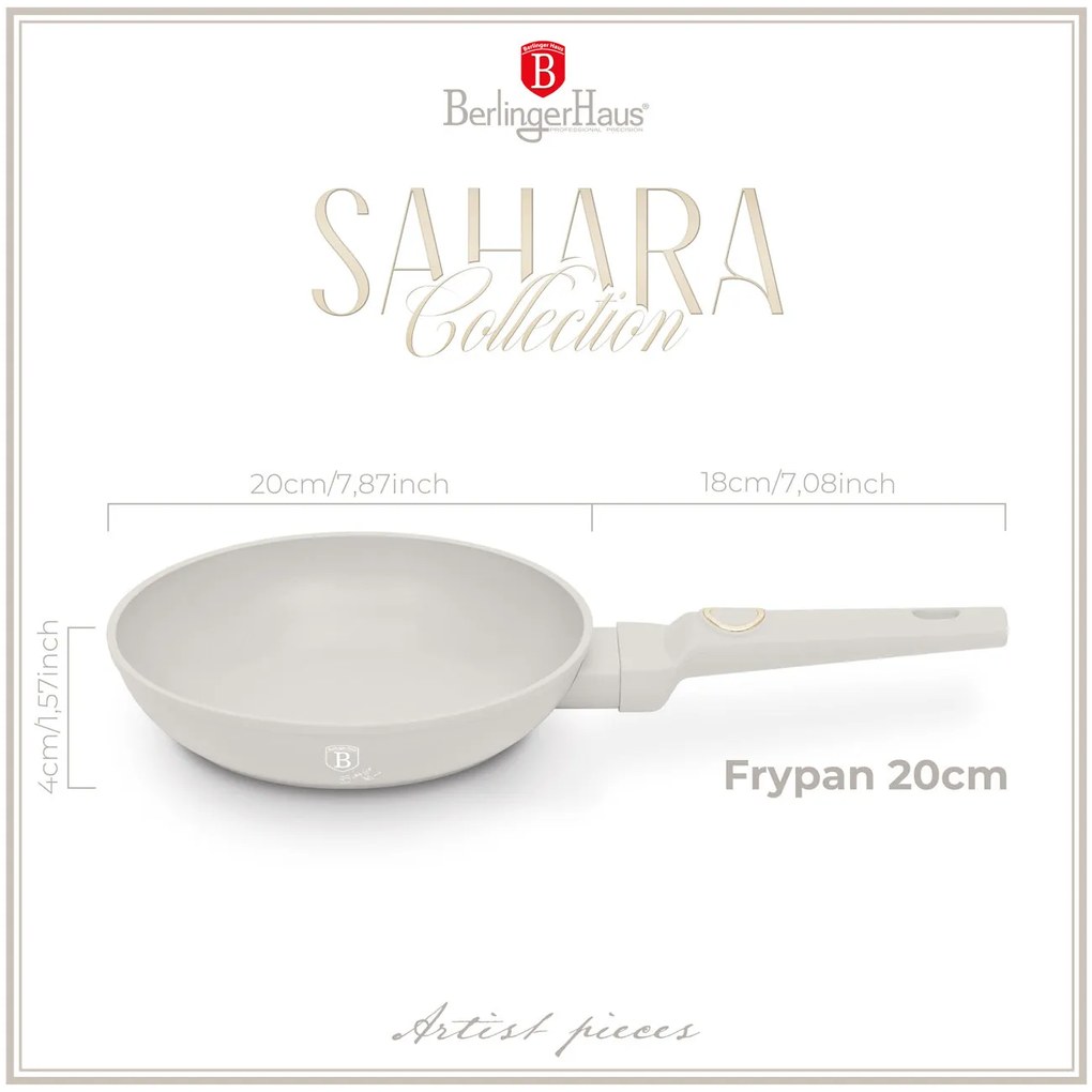 Berlinger Haus indukciós tapadásmentes serpenyő 20 cm matt krém Sahara Collection