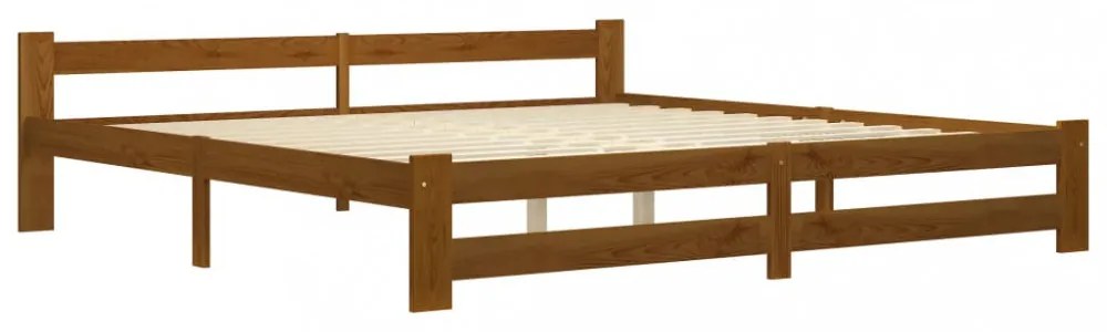 mézbarna tömör fenyőfa ágykeret matrac nélkül 200 x 200 cm