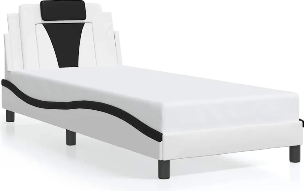 vidaXL fehér és fekete műbőr ágykeret Viana matrac nélkül 80 x 200 cm