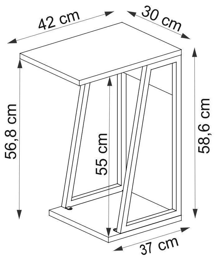 Kézi asztal Nidupe 3 (zafír tölgy + fehér) . 1094764