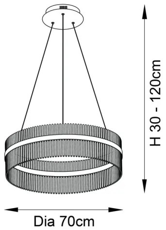 Endon 81908 - ADRIEL LED 58W 230V 3000K állítható arany függeszték