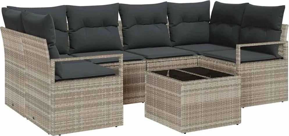 vidaXL Kerti Kanapé Szett párnával 7 pcs Világosszürke és Sötétszürke