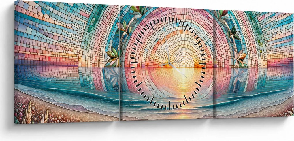 Kép – Naplemente mozaik (órával) (90x30 cm)