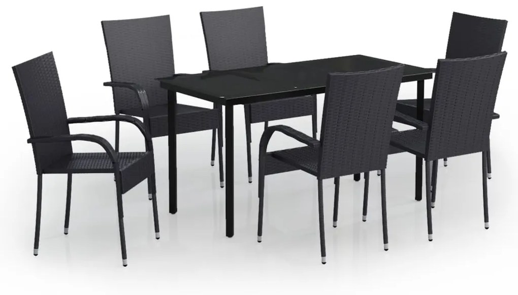 vidaXL 7 részes fekete kerti étkezőgarnitúra