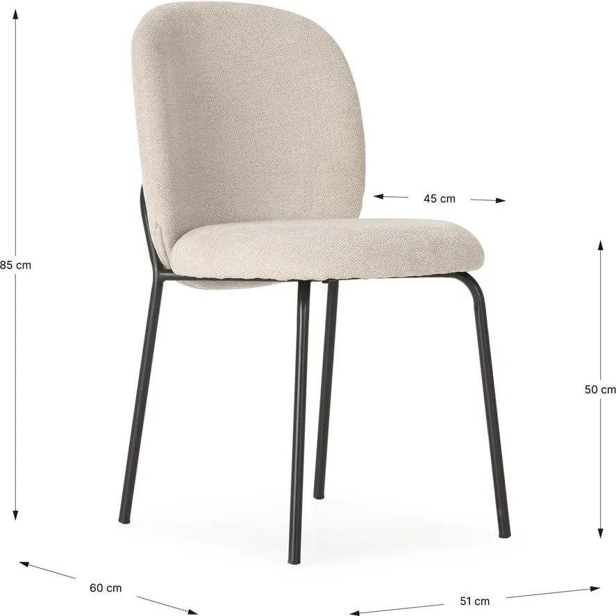 Fekete-krémszínű étkezőszék szett 4 db-os Daia – Marckeric