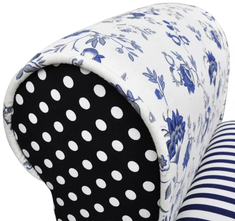 kék és fehér foltvarrott pad