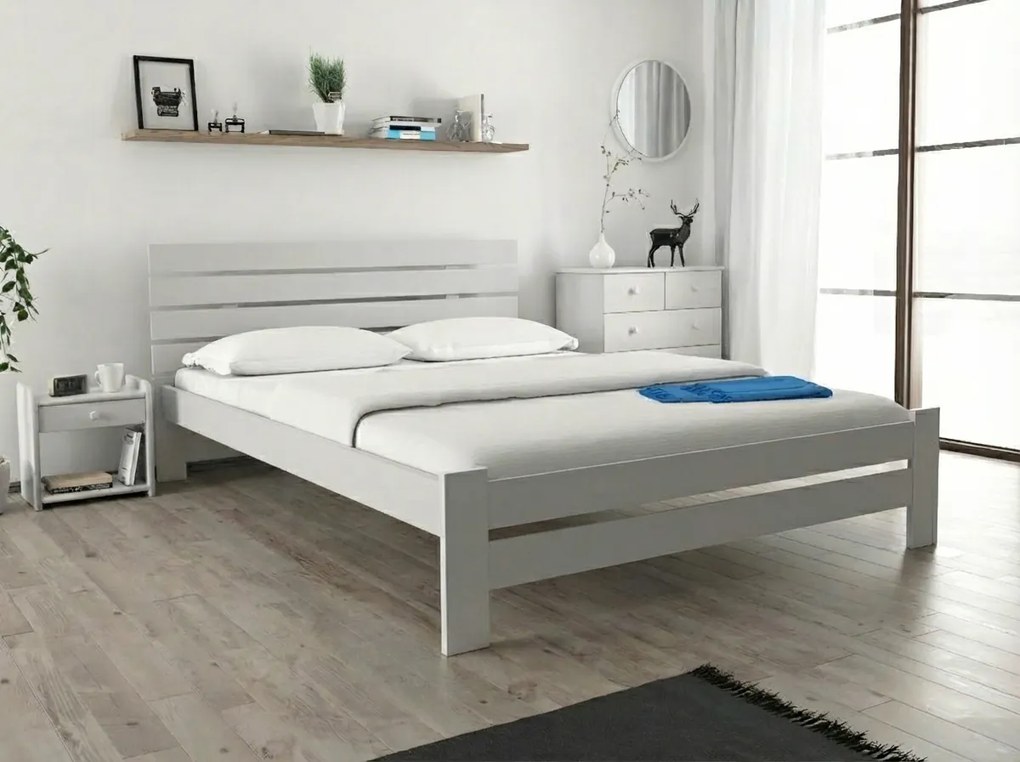 PARIS magasított ágy 180x200 cm, fehér Ágyrács: Lamellás ágyrács, Matrac: Deluxe 10 cm matrac