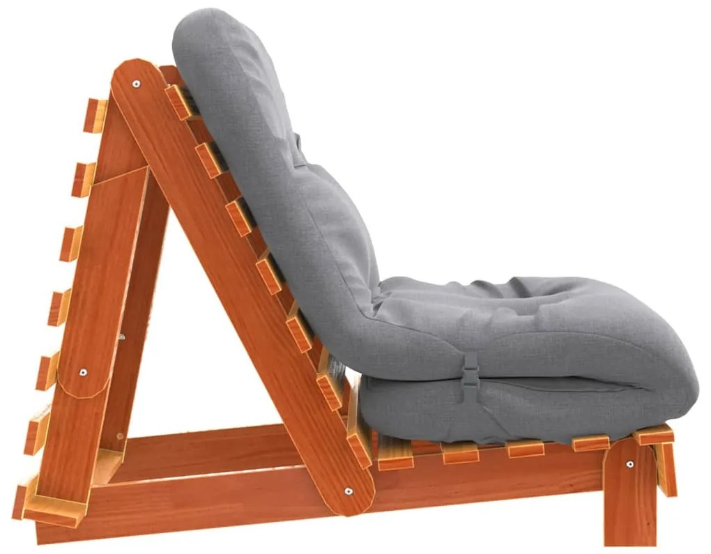 viaszbarna tömör fenyőfa futon kanapéágy matraccal 70x206x11 cm