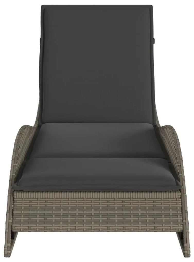 Szürke polyrattan napozóágy párnával 60x205x73 cm