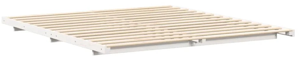 Földi ágykeret Fehér 200 x 200 cm Tömör fenyőfa