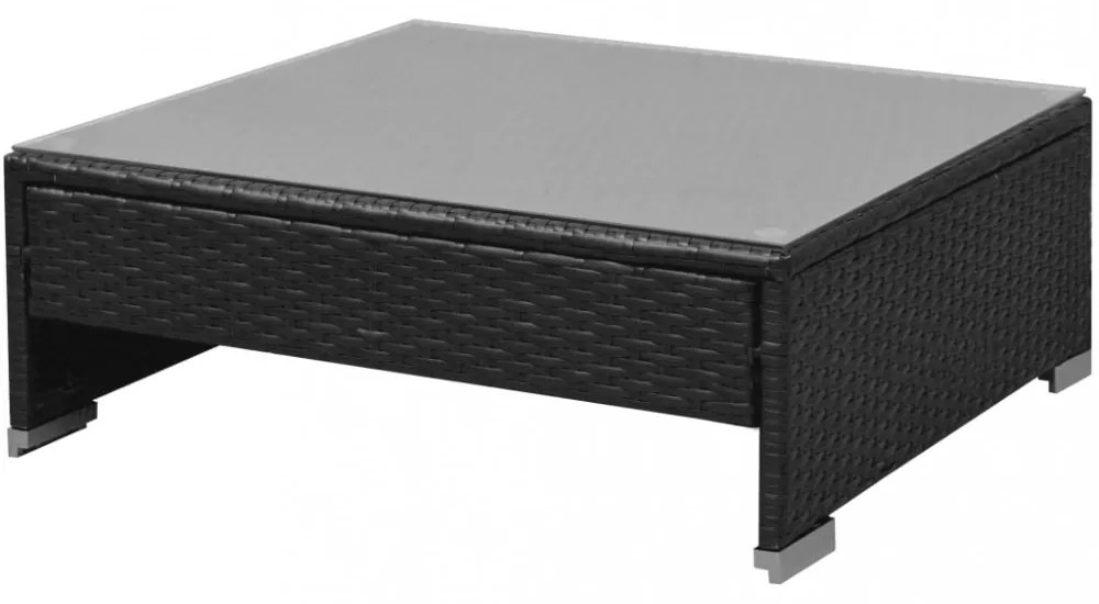 vidaXL 7 darabos fekete polyrattan kerti bútorszett napellenzővel