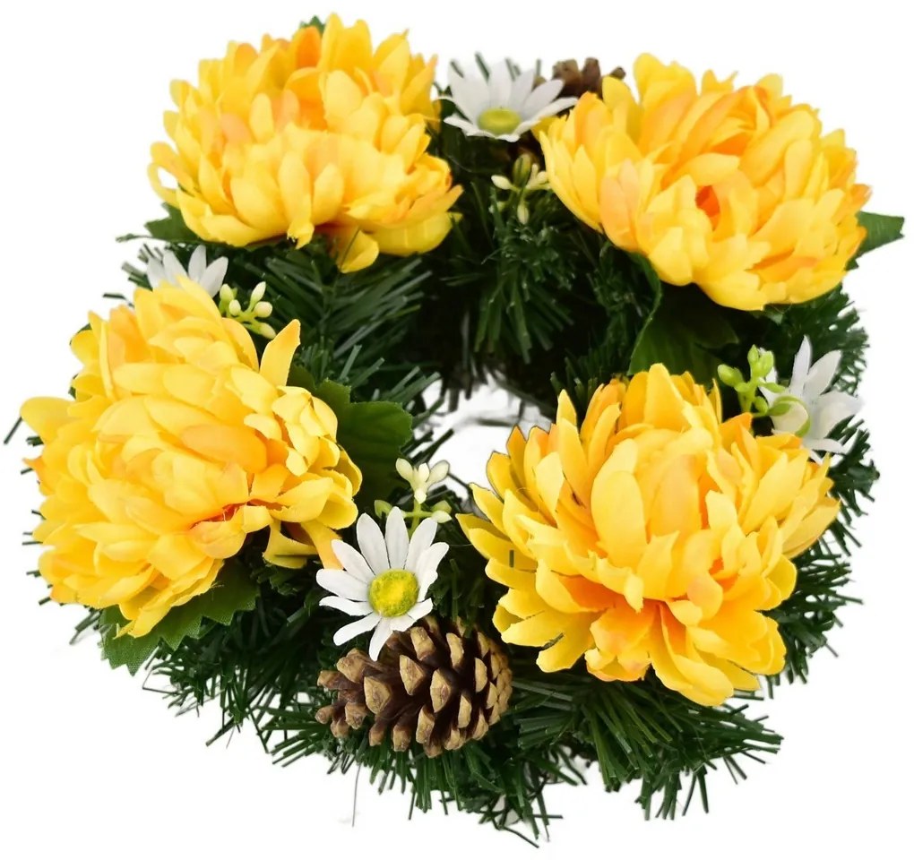 All Souls' Day wreath Yellow chrysanthemums, 20 cm