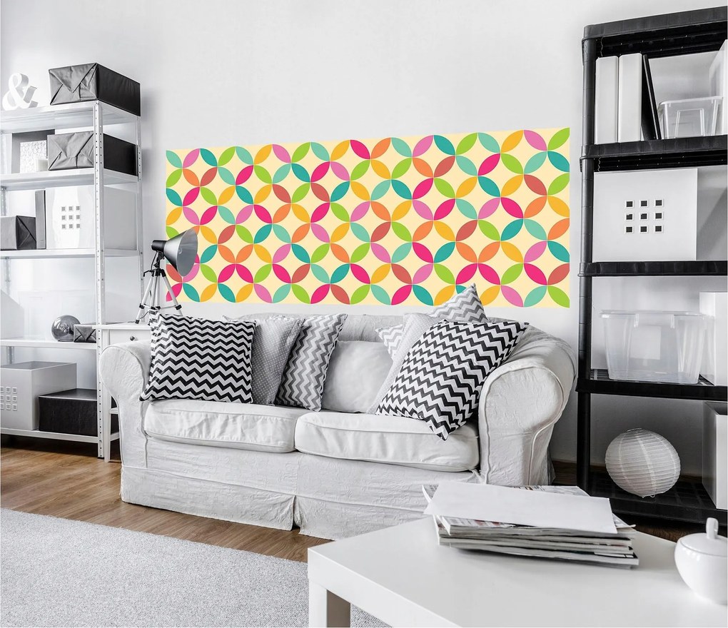 Fotótapéta Színes ovális retro geometria 250x104 Fali minta +ragasztó