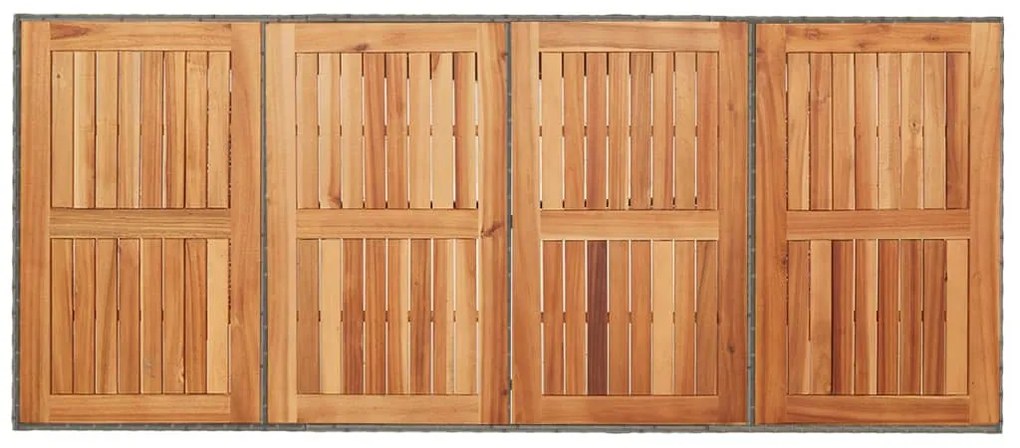 szürke polyrattan kerti asztal akácfa lappal 190 x 80 x 75 cm