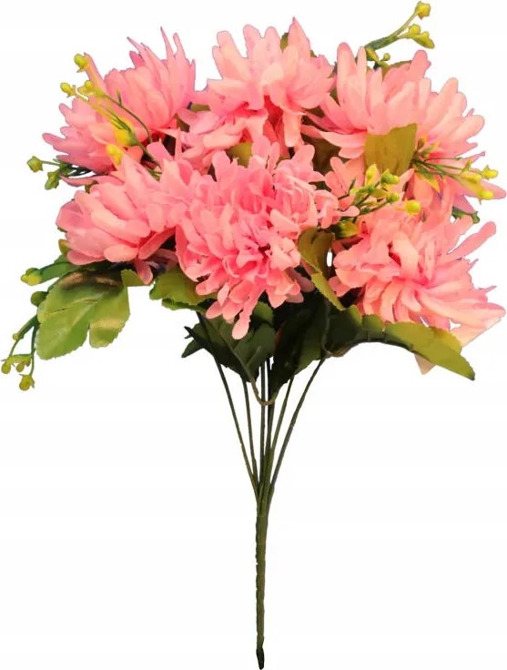 Rózsaszín Mesterséges Krizantém Csokor 35 cm Kész Kötés Kiegészítőkkel