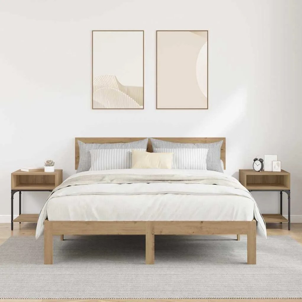 Éjjeli asztal 2 pcs kézműves tölgy 40 x 40 x 50 cm Faanyag