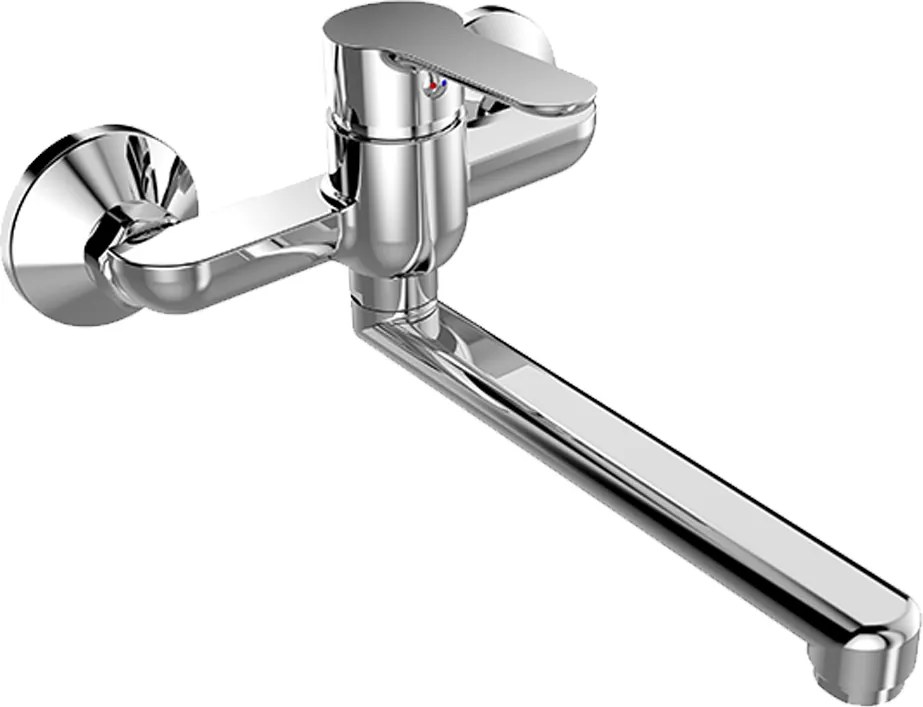 Mereo Mereo, Mosogató fali csaptelep, Zuna, lapos szíjjal 210 mm, króm, MER-CB302Z