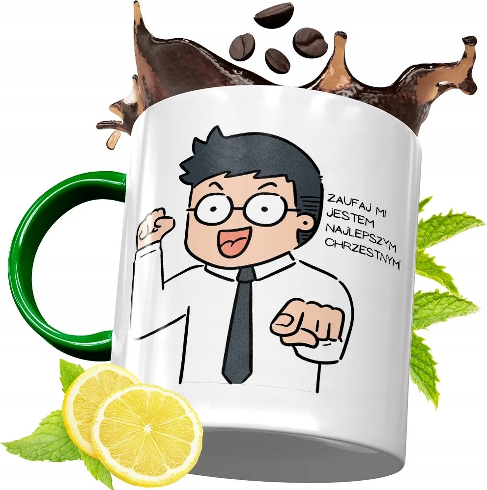 Zöld Bögre Keresztelőre Születésnapi Ajándék fényképes nyomattal